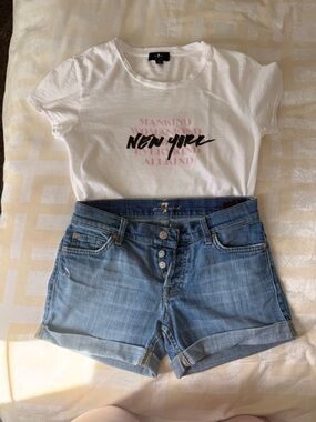 7 For All Mankind Denim Button-fly Shorts with Matching T shirt